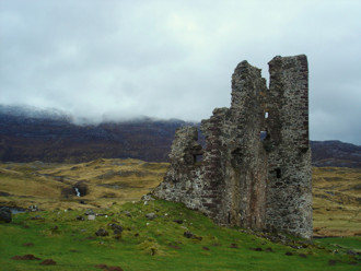 Ruinas do Ardvereck Castle, Loch Assynt